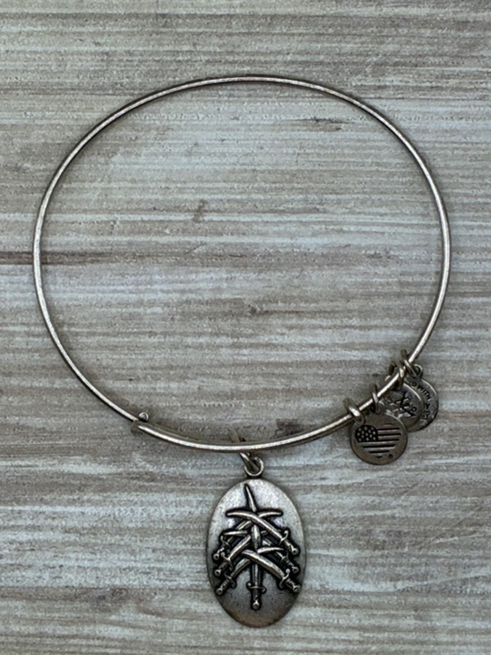 Alex and Ani Silver-Tone Seven Swords Charm Bangle Bracelet